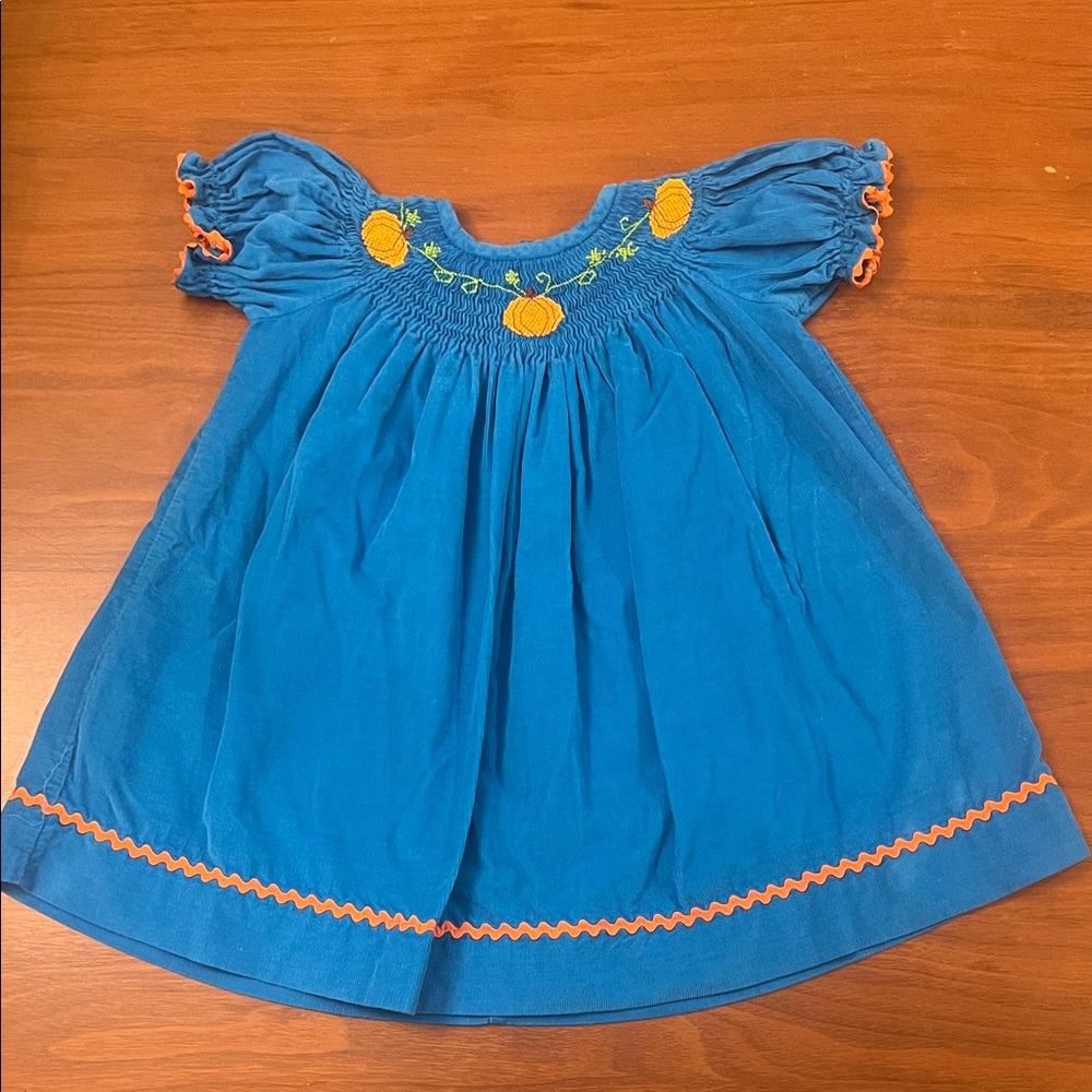 Charming Blue Dress with Orange Accents